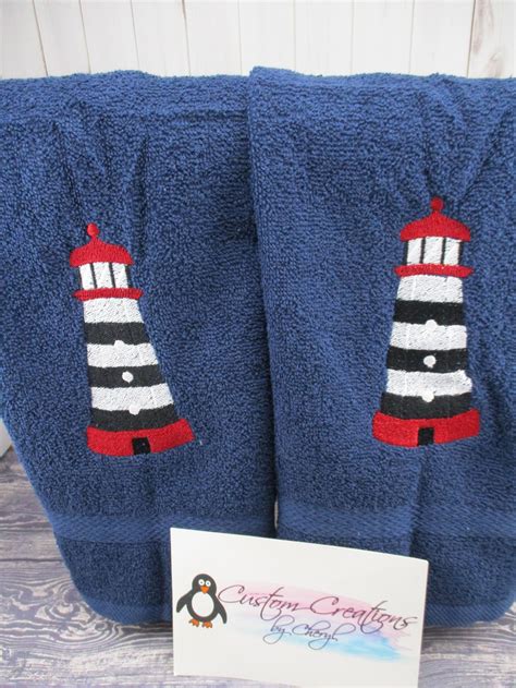 Lighthouse Nautical Personalized Kitchen Dish Towels Hand Etsy