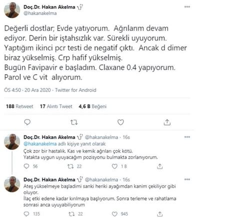 Doç Dr Hakan Akelma Koronanın tüm belirtilerini gösterdiğim halde