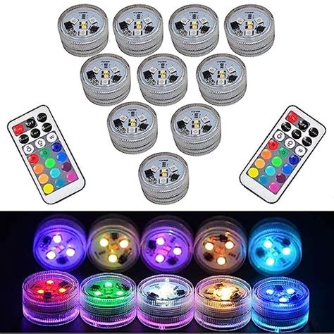 Dyanch Lot de 10 mini lumières LED submersibles avec télécommande 3 8