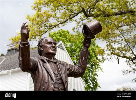 Bethel, CT - May 3, 2023: This statue of Phineas Taylor (P.T.) Barnum ...