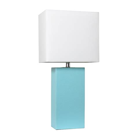 Lalia Home 21 In Aqua Lexington Leather Base Modern Table Lamp With