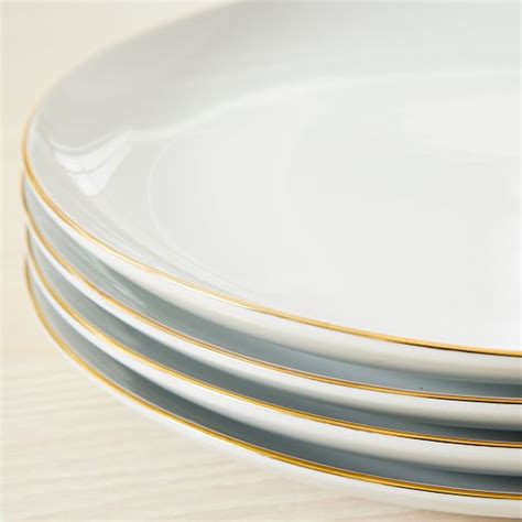 Organic Porcelain Gold Rimmed Dinner Plate Sets West Elm