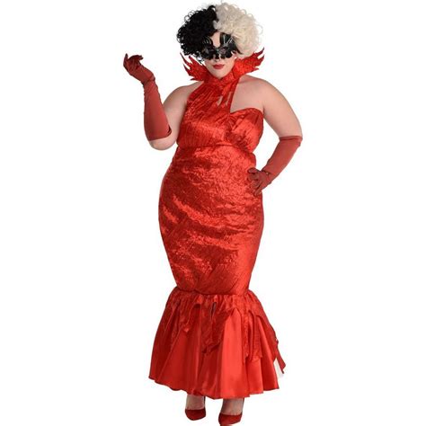 Adult Cruella Red Ball Dress Plus Size Costume Disney Cruella Party