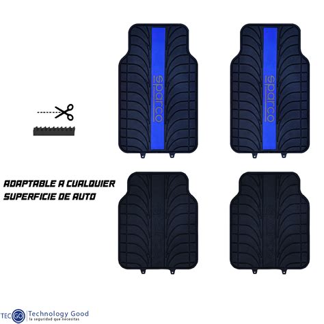 PISO SPARCO 4 PIEZAS PVC LINEA AZUL FUNDA PROTECTOR SUELO TECGO AUTO