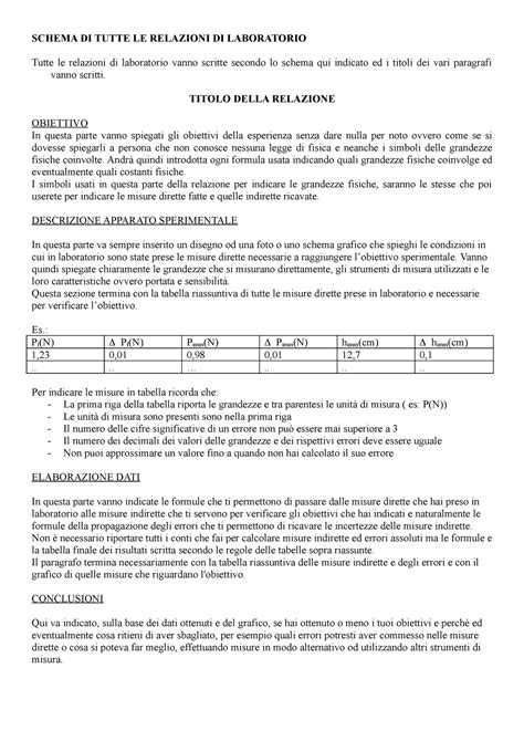 Esempio Di Rapporto Di Laboratorio Universitario