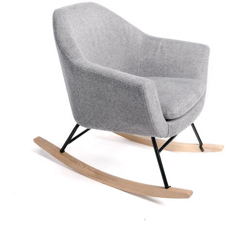 Rocking Chair Fauteuil Bascule Ber Ant En Tissu Gris Chin