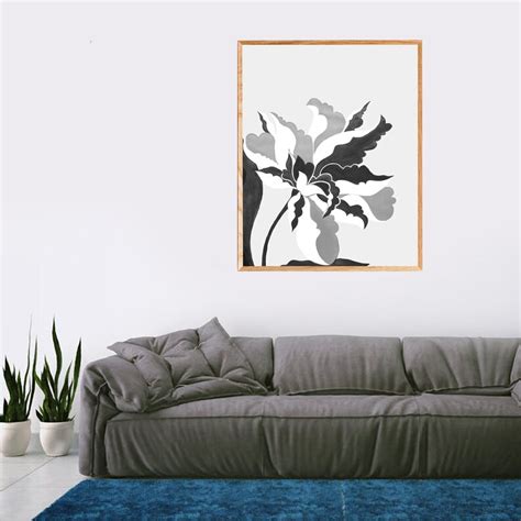 Black And White Flower Wall Art Botanical Printable Modern Etsy