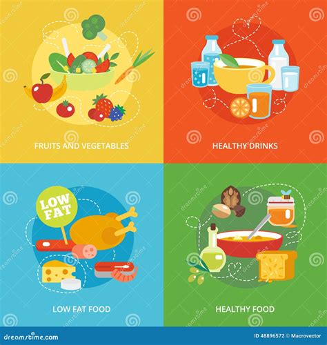 Gezonde Het Eten Vlakke Reeks Vector Illustratie Illustration Of