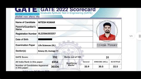 GATE 2022 ScoreCard How GATE Scorecard Look Like Gate2022 Scorecard