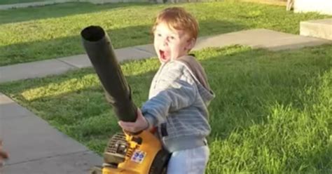 Boy Picks Up A Leaf Blower And Instantly Becomes Drunk With Power | HuffPost