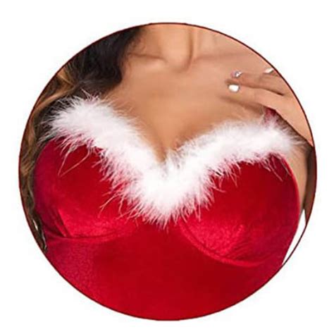 Womens Sexy Mrs Santa Claus Cosplay Costume Christmas Velvet Bodysuit