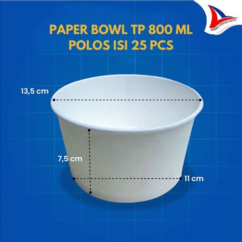 Jual Paper Bowl Tp Ml Putih Polos Mangkok Kertas Isi Pcs