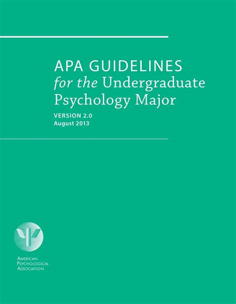 APA Guidelines For The Undergraduate Psychology Major American