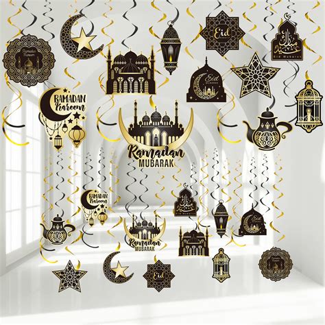 Amazon 30 Pieces Ramadan Hanging Swirl Decorations Eid Mubarak