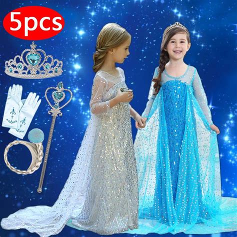 Party Princess Elsa Costume For Girls Snow Queen Cosplay Party Elsa