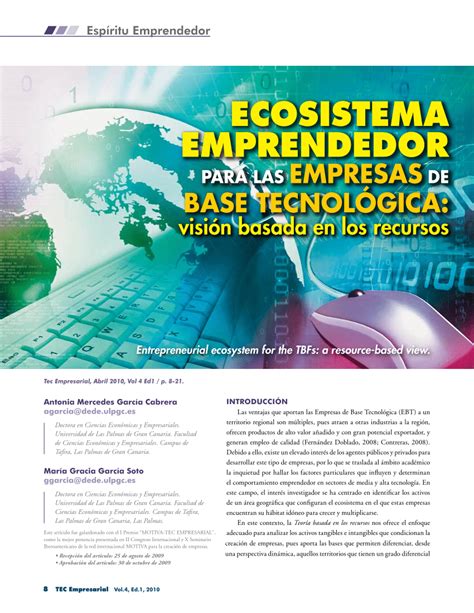 Pdf Ecosistema Emprendedor Para Las Empresas De Base Tecnol Gica