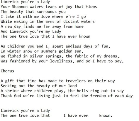 Limerick You're A Lady Lyrics Chords & Sheet Music - Irish folk songs