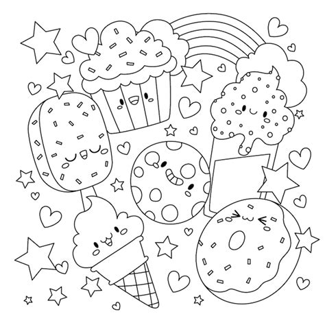 Illustration de livre de coloriage de dessert dessiné à la main