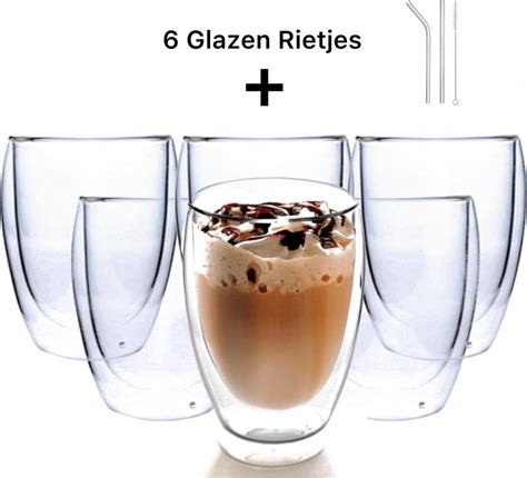 Dubbelwandige Glazen Set Van Latte Macchiato Espresso Bol