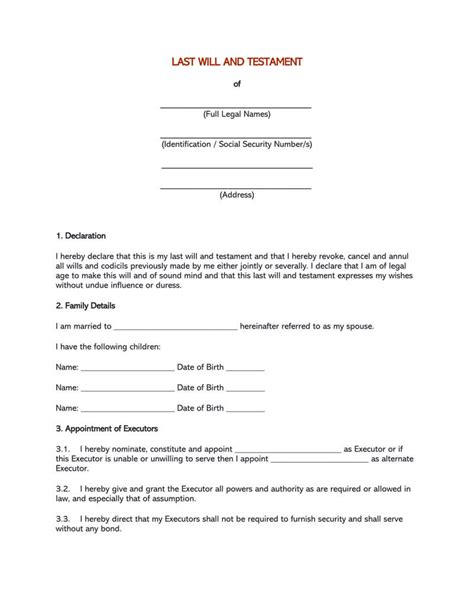 Free Printable Last Will And Testament Blank Forms Colorado Printable