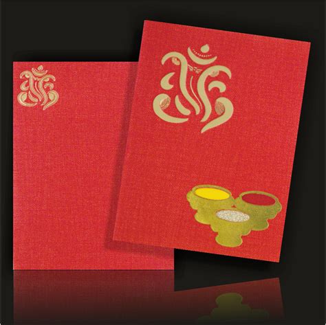 Gold Shading With Laser Cut Ganesha Wedding Card