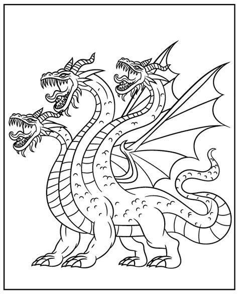 Hydra dragon coloring page to print