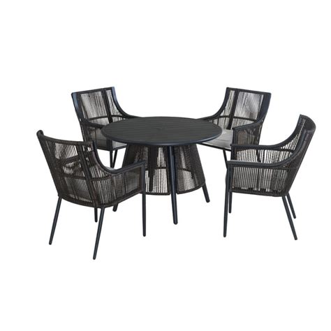 Hampton Bay Bayhurst 5 Piece Wicker Patio Dining Set In Black With