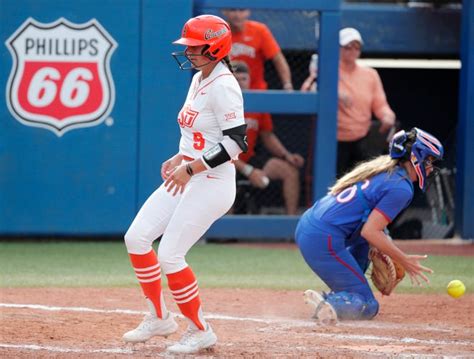 Oklahoma State Vs Kansas In The 2023 Big 12 Softball Tournament