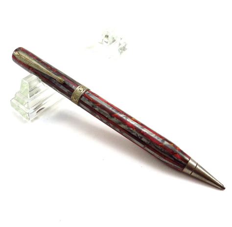 Diamond Point Grey Red Marbled Striped Mechanical Pencil Etsy