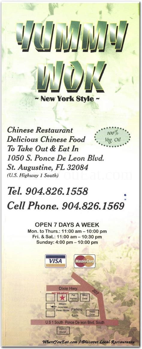 Yummy Wok Restaurant In St Augustine Menus Photos