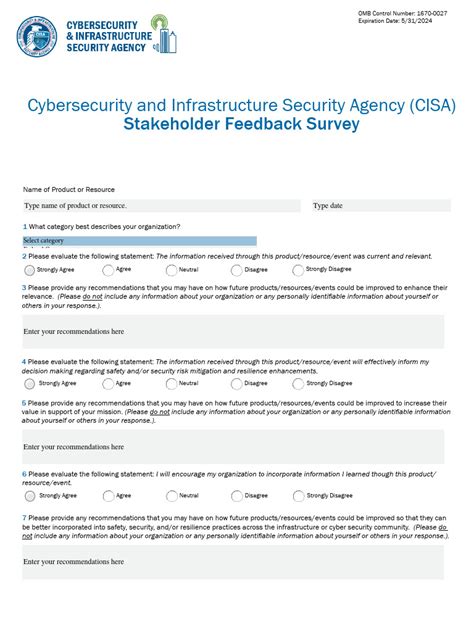 Insider Threat Mitigation Workshop Cisa Stakeholder Feedback Survey