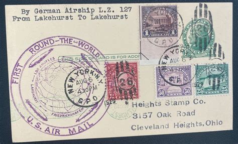 1929 Los Angeles CA USA LZ 127 Graf Zeppelin Round Flight Postcard