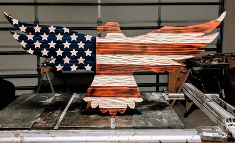 Carved Wooden American Flag Eagle With Unique Chisel Texture Etsy