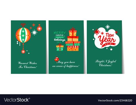 Christmas and happy new year gift cards with Vector Image