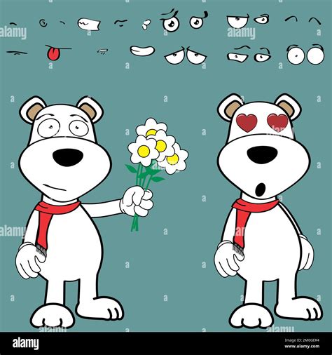 In Love Standing Polar Bear Character Cartoon Kawaii Expressions Set In