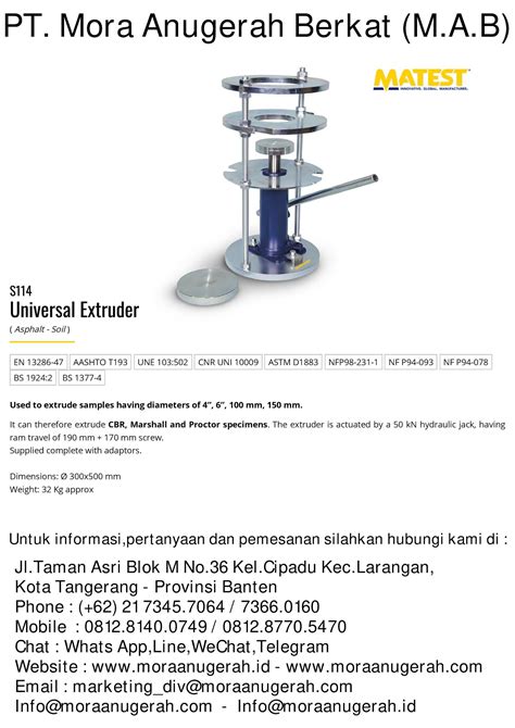 Universal Sample Extruder Supplier Alat Laboratorium