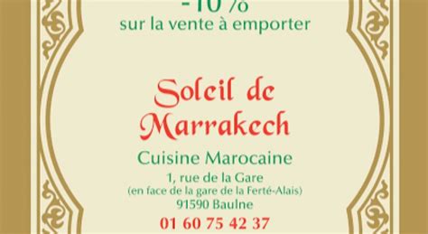 Restaurant Soleil De Marrakech Baulne