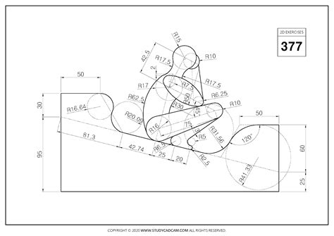 2D CAD EXERCISES 377 STUDYCADCAM Autocad Interesting Drawings