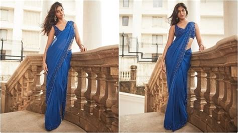 Suhana Khan S Newest Pics In Elegant Blue Saree From Newest Photoshoot