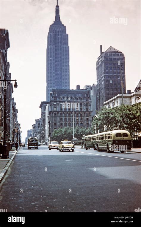 View of New York City in 1956, showing the Empire State Building ...