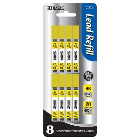 BAZIC 0.9mm HB Mechanical Pencil Lead Refills, Long-Lasting, 160 Count, 1-Pack - Walmart.com