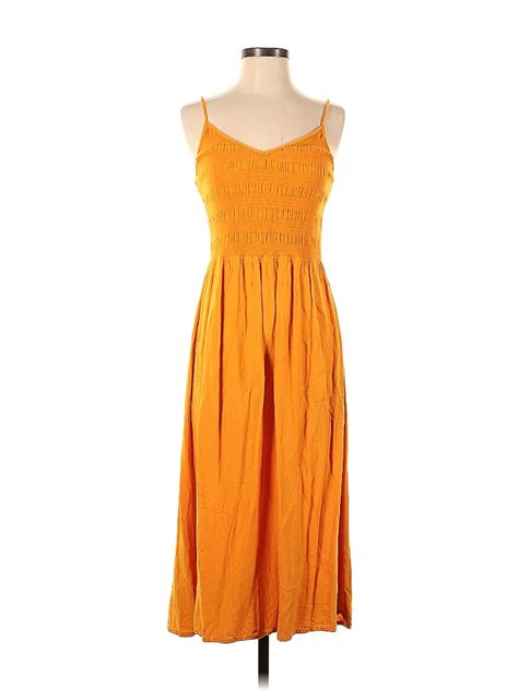 Wild Fable Solid Yellow Orange Casual Dress Size S Off Thredup