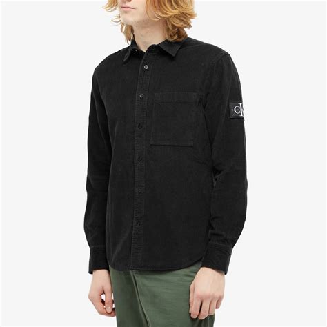 Calvin Klein Monologo Badge Corduroy Shirt Black End