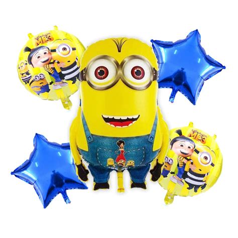 Minions Theme Foil Balloons Pack Of 5 Balloons Dreamparty Pk