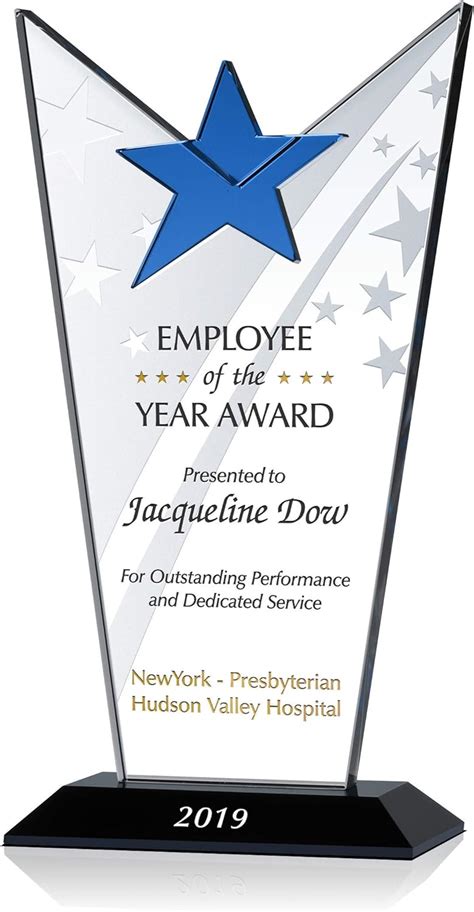 Custom Engraved Crystal Employee Of The Year Award Plaque