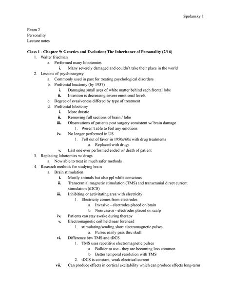 Personality Lecture Notes Exam Exam Personality Lecture Notes