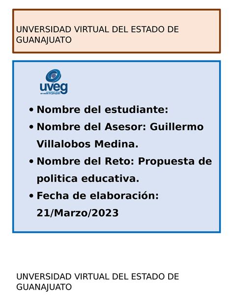 R4 U2 Propuesta De Politica Educativa Unversidad Virtual Del Estado De Guanajuato Nombre Del