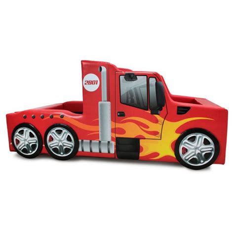 Cama Infantil Hot Truck Rodas Sobrepostas Cor Vermelha MadeiraMadeira