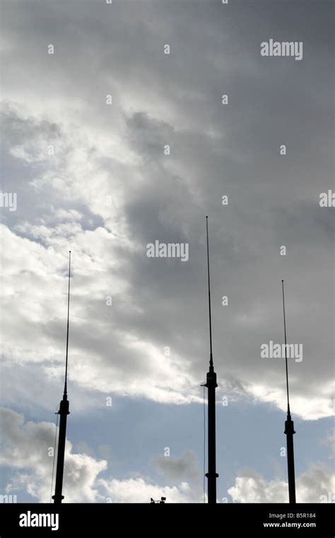 radio antenna at military army base tent at open day Stock Photo - Alamy