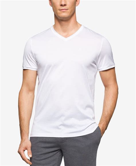 Calvin Klein New White Mens Medium M V Neck Double Mercerized T Shirt